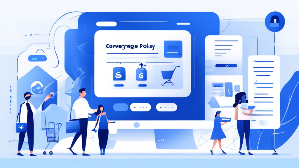 Create an illustration of an online store homepage, prominently displaying a 'Privacy Policy' section in a professional and welcoming design. Show diverse shoppers browsing and looking pleased, with secure icons like a padlock and shield to emphasize data protection. The atmosphere should be trustworthy and modern, conveying the importance of privacy for customers in an e-commerce setting.