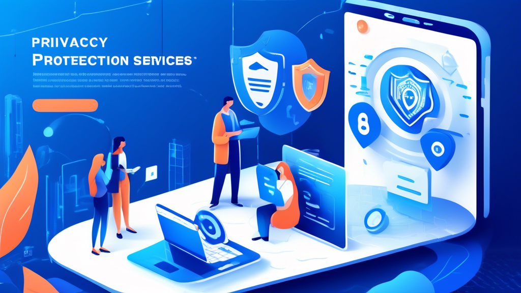 Create an illustration that showcases a digital fortress composed of various online privacy protection tools such as VPNs, secure browsers, encrypted messaging apps, and identity theft protection shields, highlighting a banner that reads 'Top Online Privacy Protection Services for 2023'. Make the scene modern and futuristic, with sleek and high-tech elements.