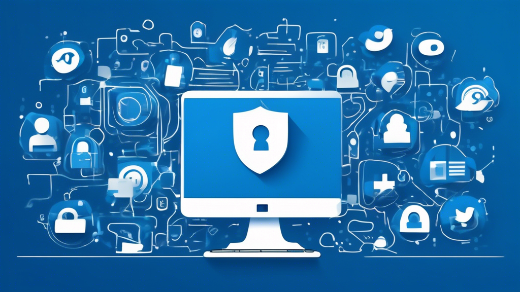 Create a visually compelling image that symbolizes the process of removing personal information from the internet. Show a person erasing digital footprints from a computer screen, with icons of social media, email, and search engines fading away. Incorporate elements that represent security and privacy, such as locks and shields, in a sleek, modern setting.